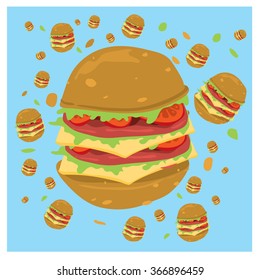 vector big burger illustration 