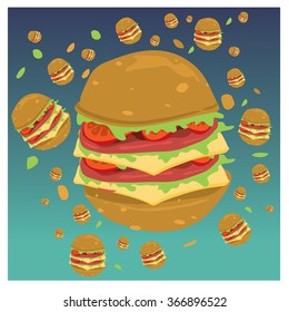 vector big burger illustration 
