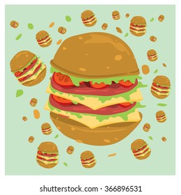 vector big burger illustration 