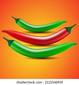 vector big chilies two green one red one