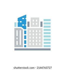 Vector big city, megapolis landscape white line icon. Symbol and sign illustration design.