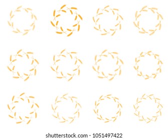 Vector big collection of hand written christmas phrases and quotes. Elegant calligraphic lettering phrases with pastel wreaths. Wreaths of wheat ears or rice. Wheat ears set. Vector design element.