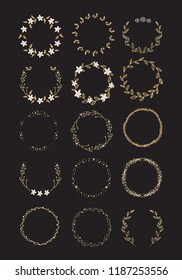 Vector big collection of hand written christmas wreaths isolated on background