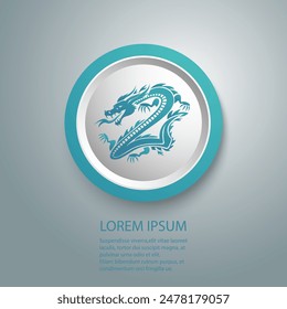 Vector of Big Dragon Tattoo Blue Icon design. Modern flat style sign