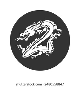 Vector of Big Dragon Tattoo Icon design. Modern flat style sign