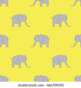 Vector Big Elephant Seamless Pattern. Zoo Animal Background.