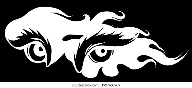 vector Big eyes. eyes silhouette in black background