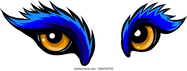 vectorial Grandes ojos. Los ojos amarillos de un león se acercan.