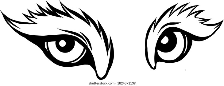 vector Big eyes. Yellow eyes of a lion close up.