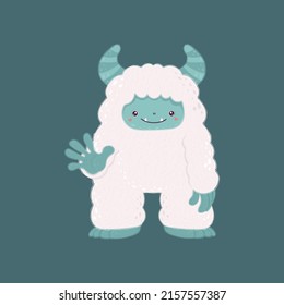 Vector big foot yeti, cartoon illustration. Vector illustration of a cute monster. Cute little illustration of yeti for kids, baby book, fairy tales, baby shower invitation, textile t-shirt, sticker.