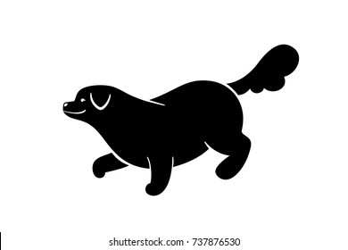 Vector big friendly playing dog, isolated on white.