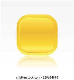 Vector big gold button with reflection. Button with space for your content. Luxury color - gold feel.