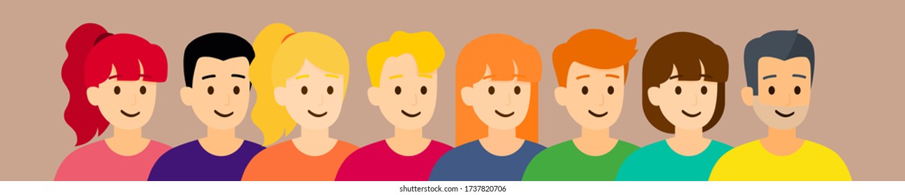 Vector big group of intelligent people are smiling, the collection of intelligent people, illustration