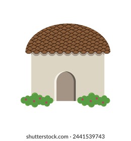vector big house cartoon with grass