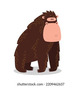 Vector big monkey. Cartoon gorilla. King Kong. African animal.
