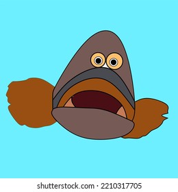 Vector Of Big Mouth Fish In Blue Sea Water