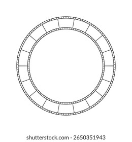 Vector big movie tracker for diary and bullet journal. Round line empty template for tracking movies, series, tv shows. Circular film tipe isolated on white background
