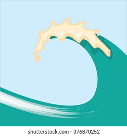 vector Big ocean wave. Vector seascape background illustration for design or text