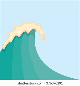 vector Big ocean wave. Vector seascape background illustration for design or text