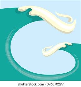 vector Big ocean wave. Vector seascape background illustration for design or text
