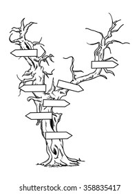 vector - Gran árbol antiguo con signos aislados en el fondo