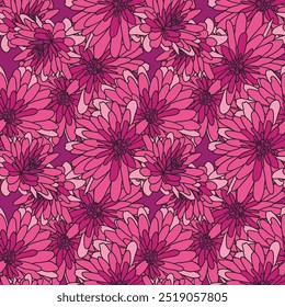 Vector big pink lily hand drawn floral illustration design.