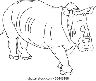 vector - big rhino isoalted on background