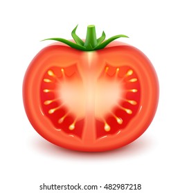Vector Gran maduración Tomate Rojo Fresco cerrar aislado de fondo blanco