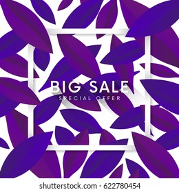 Vector big sale banner promo shopping poster. Backdrop with frame.