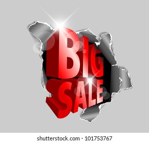 Vector Big sale discount advertisement - Hole with sale text