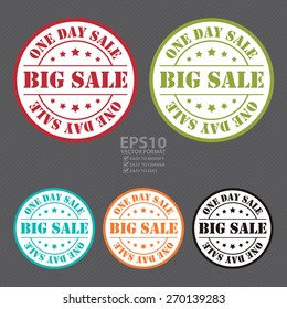 Vector : Big Sale One Day Sale Stamp, Badge, Label, Sticker or Icon