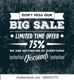 Vector "Big Sale" poster with grungy texture and vintage typography