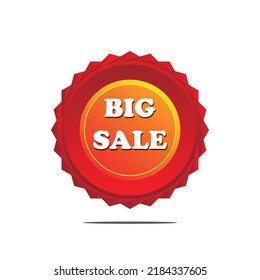 Vector de gran venta etiqueta roja con gradiente. Icono redondo de pegatina para comprar.