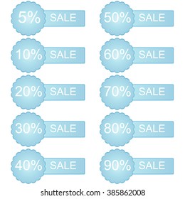 Vector: Big Sale tags with Sale up to 10 - 90 percent text on tags