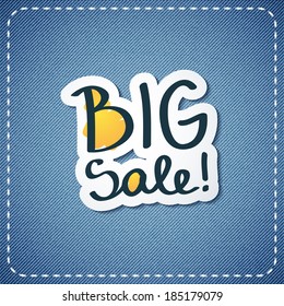 vector big sale text on denim texture
