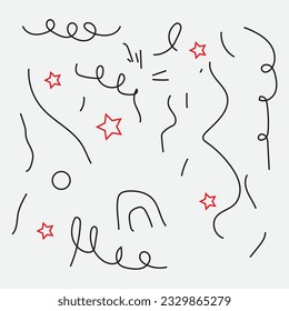 Vector big set of abstract hand drawn doodles arrow heart cloud sun star line art
