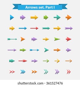 Vector Big  set arrows in flat style
