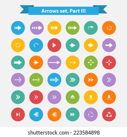 Vector Big set arrows on a color circle in flat style