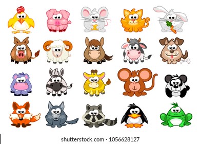 vector big set cute cartoon triangular animals