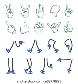 Vector big set of hands and legs. Collection for cartoon animation