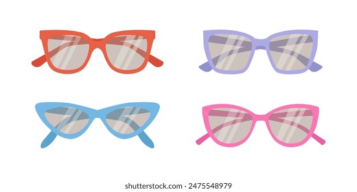 Vector big set of sunglasses. Vision glasses icon.