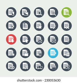 Vector big set white Document File icons on a circle