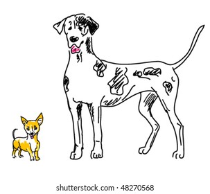 vector big and small dogs