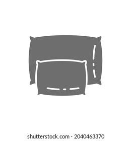Vector big and small pillows grey icon.