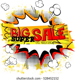 Vector Big Super Sale banner with comic book effect