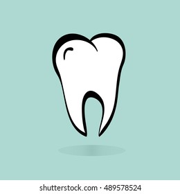 Vector of big tooth. Illustration of vector tooth icon on blue background.