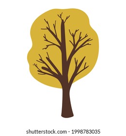 vector de árbol grande en otoño, hojas cambiadas a naranja, amarillo y marrón caídas de los árboles y el montón en el suelo. ... Ilustración del vector
