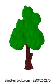 árbol grande vector Árbol marrón oscuro, hojas verdes con sombras, usadas para hacer fotos sobre la naturaleza.