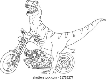 vector - t-rex grande sobre motobike