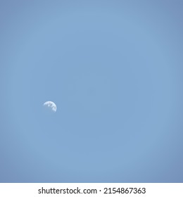 Vector Big white moon with craters on blue sky
